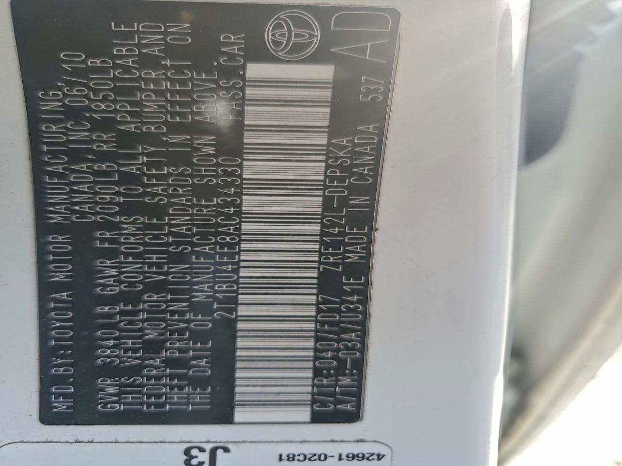 2010 TOYOTA COROLLA BASE photo 13