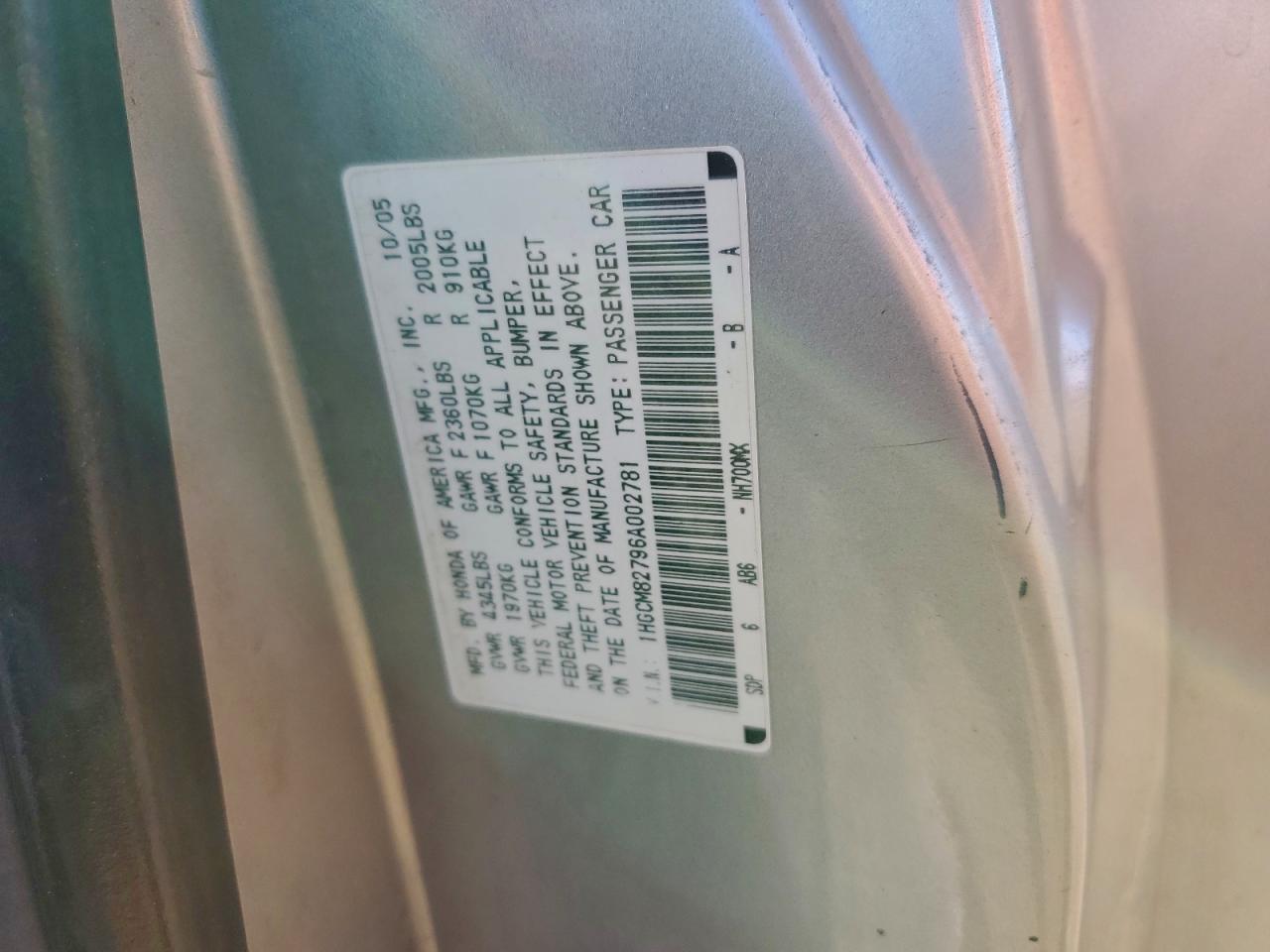 2006 HONDA ACCORD EX photo 12