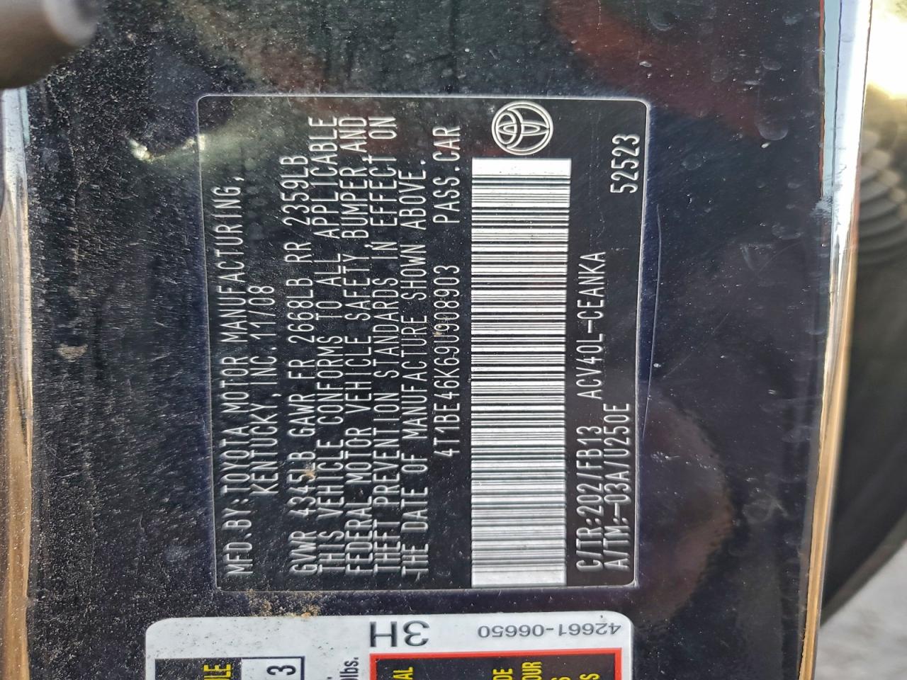 2009 TOYOTA CAMRY BASE photo 12