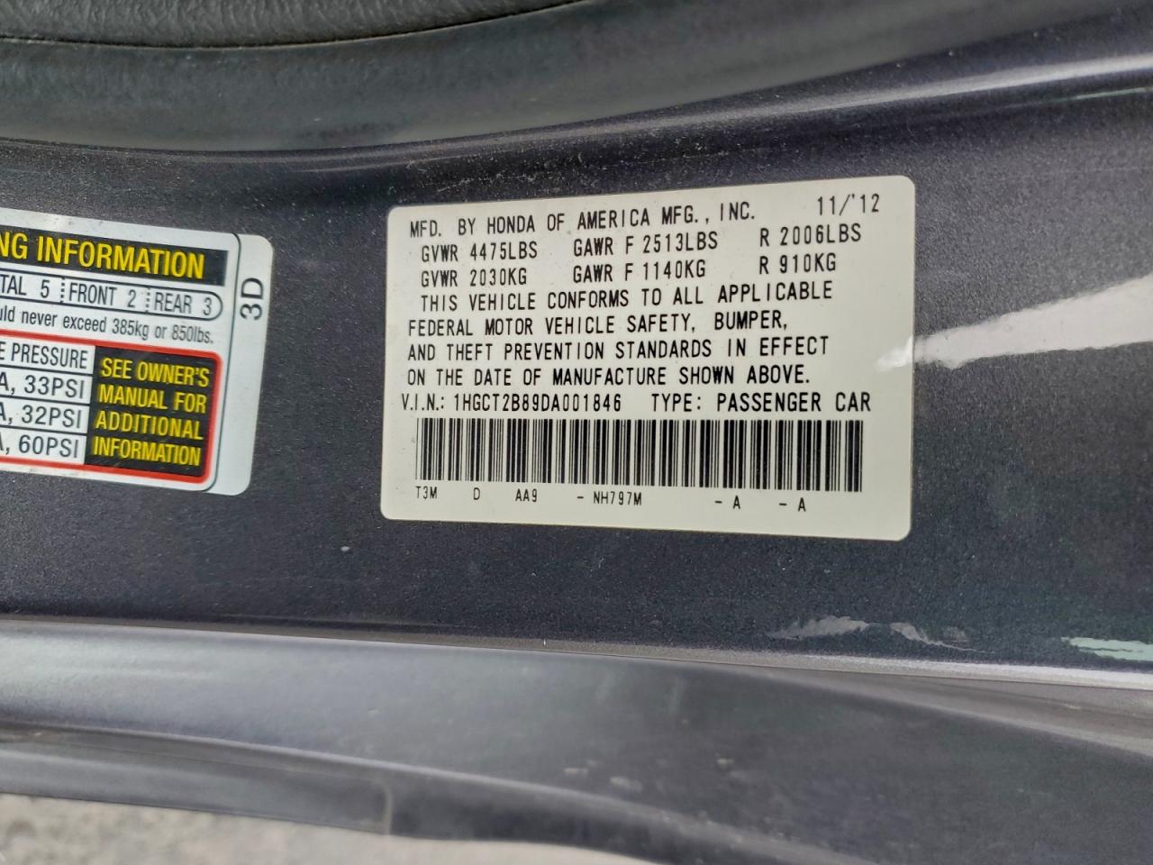 2013 HONDA ACCORD EXL photo 13