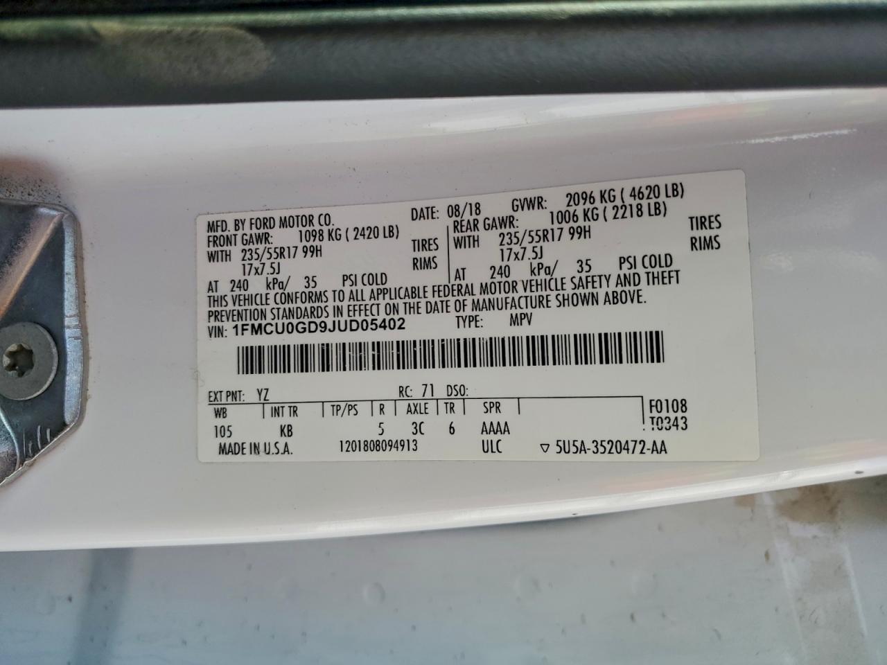 2018 FORD ESCAPE SE photo 14