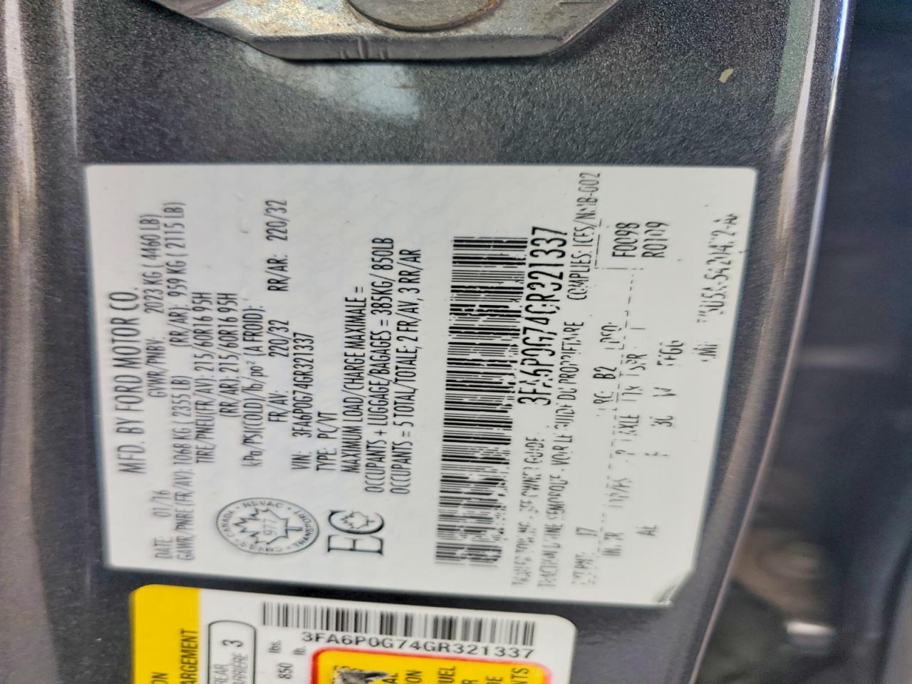 2016 FORD FUSION S photo 23