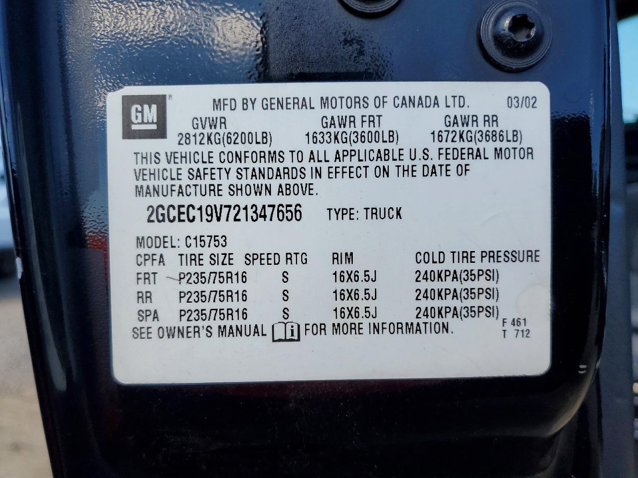 2002 CHEVROLET SILVERADO C1500 photo 23