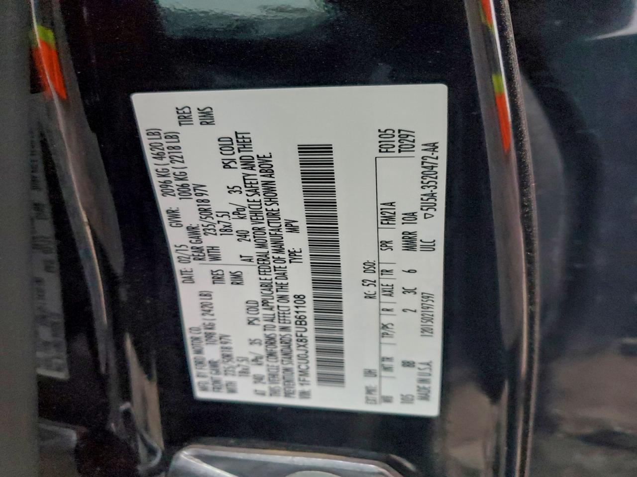 2015 FORD ESCAPE TITANIUM photo 14