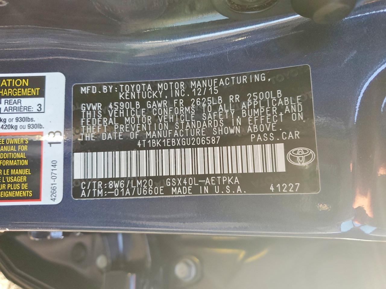 2016 TOYOTA AVALON XLE photo 12