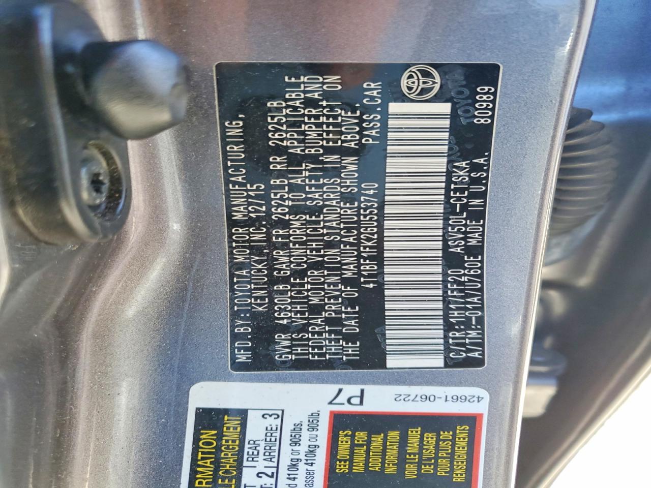 2016 TOYOTA CAMRY LE photo 12
