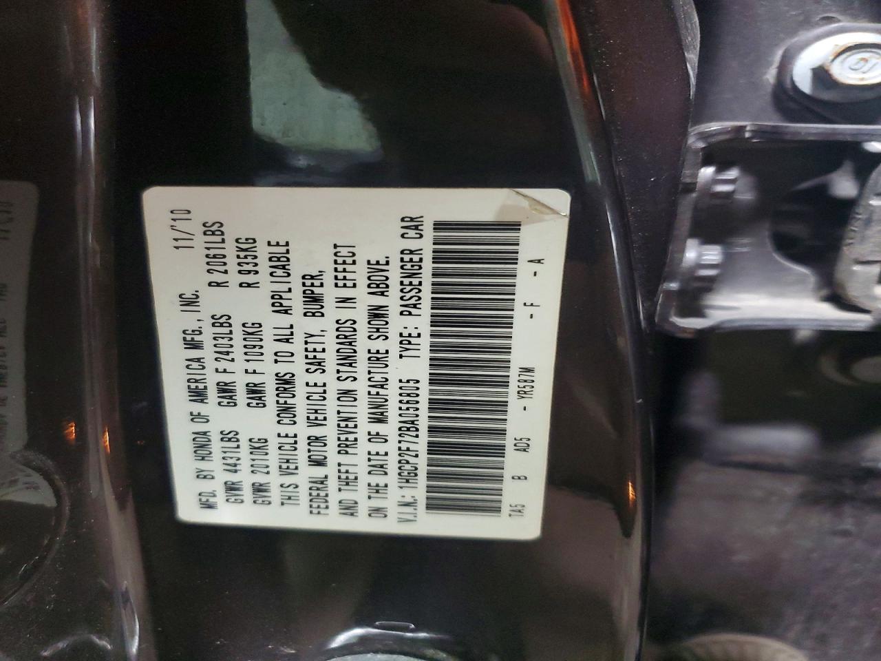 2011 HONDA ACCORD EX photo 12