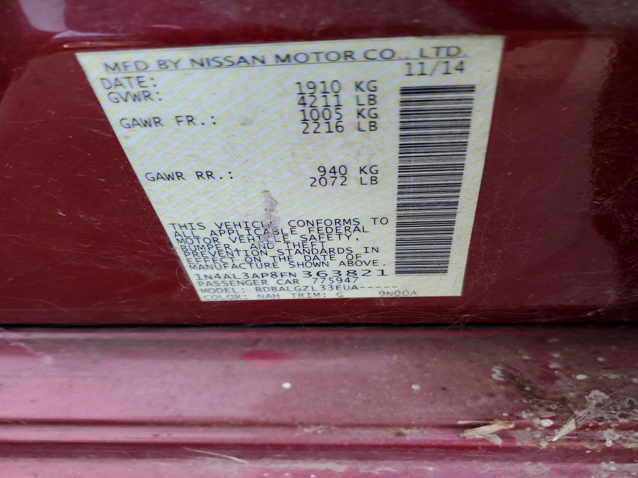 2015 NISSAN ALTIMA 2.5 photo 12