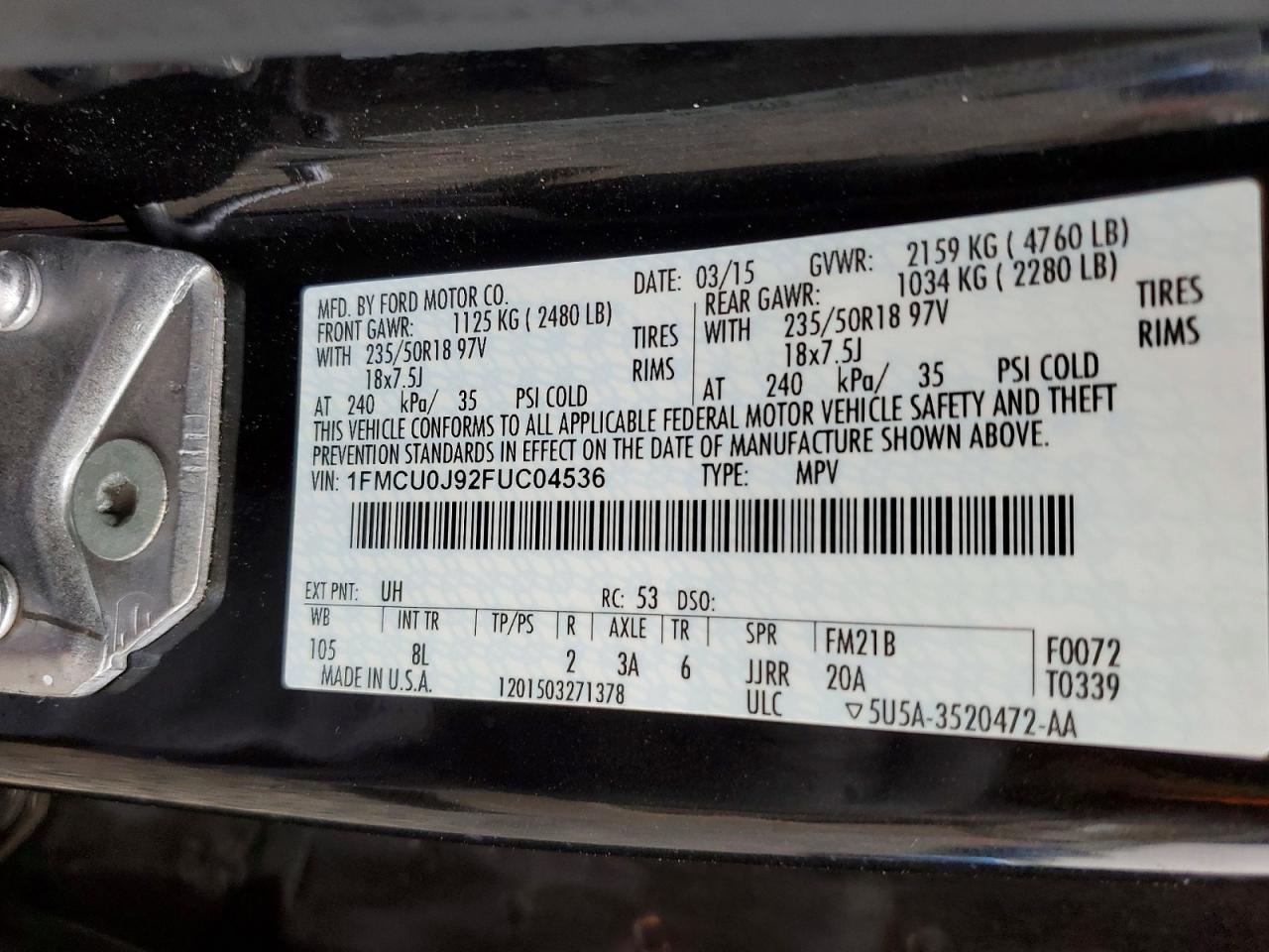 2015 FORD ESCAPE TITANIUM photo 25