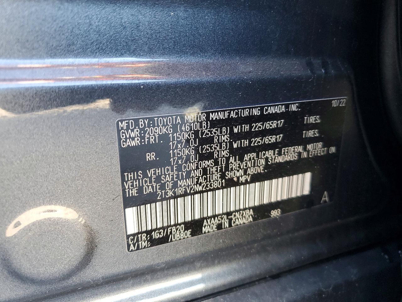 2022 TOYOTA RAV4 LE photo 13