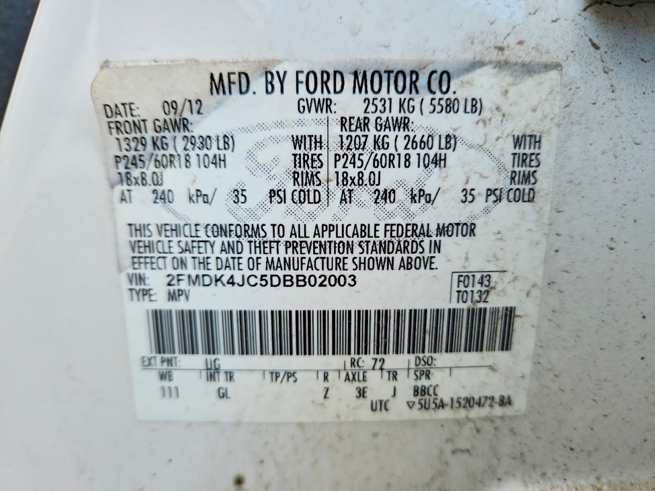 2013 FORD EDGE SEL photo 12