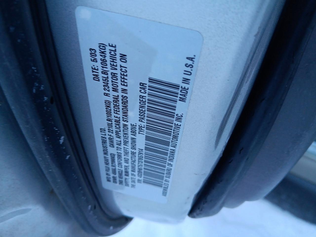 2003 SUBARU LEGACY OUTBACK AWP photo 12
