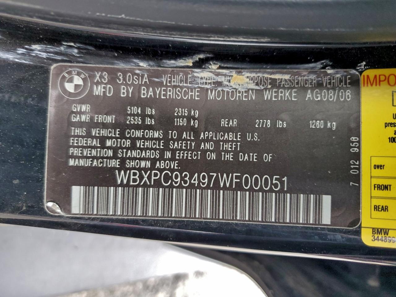 2007 BMW X3 3.0SI photo 13