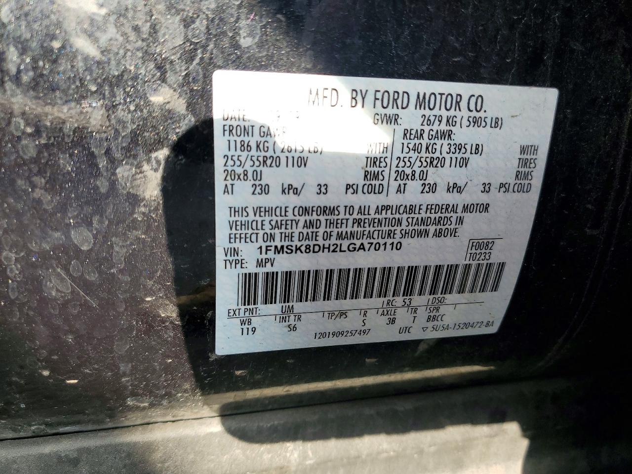 2020 FORD EXPLORER XLT photo 12