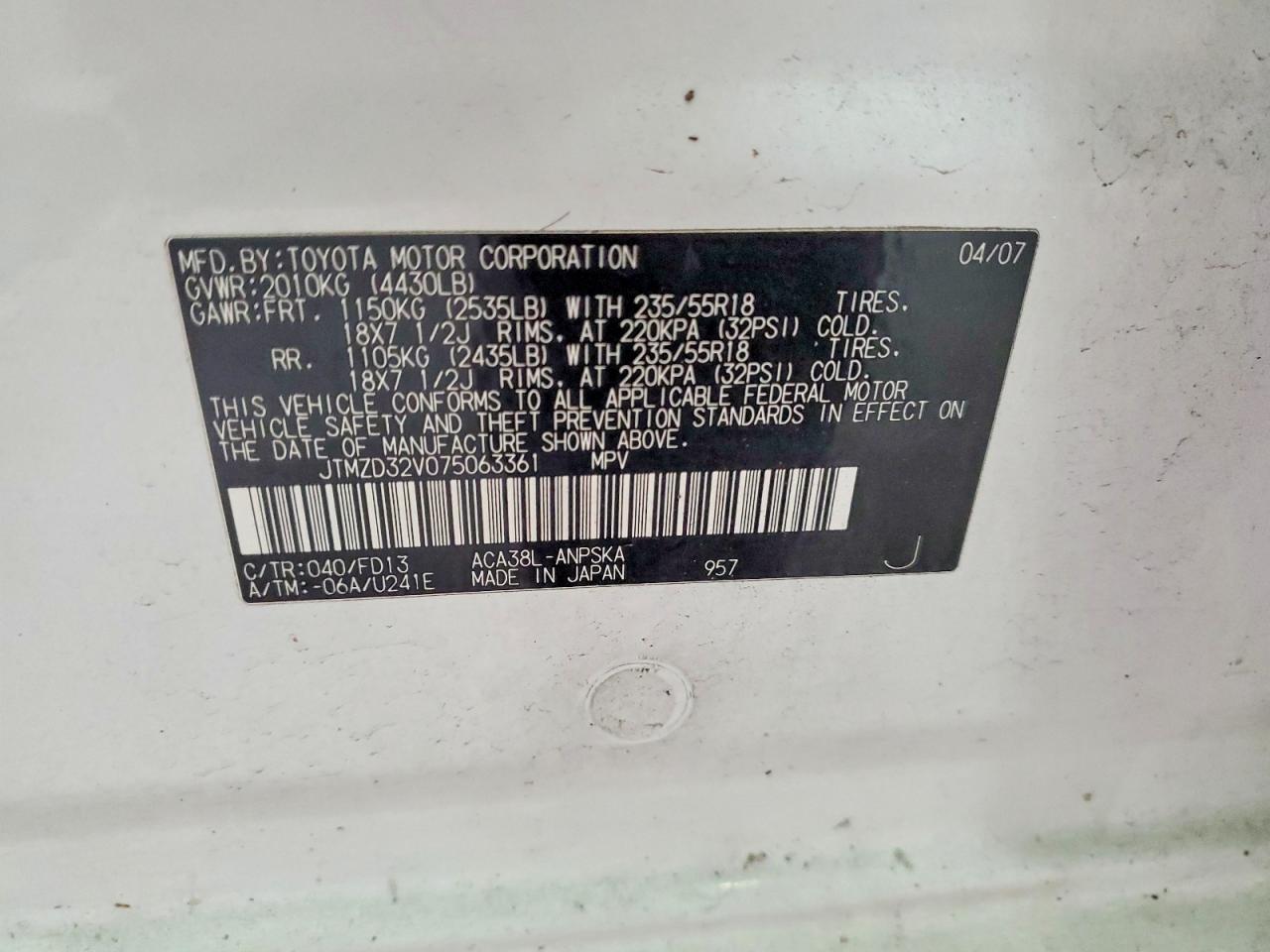 2007 TOYOTA RAV4 SPORT photo 27