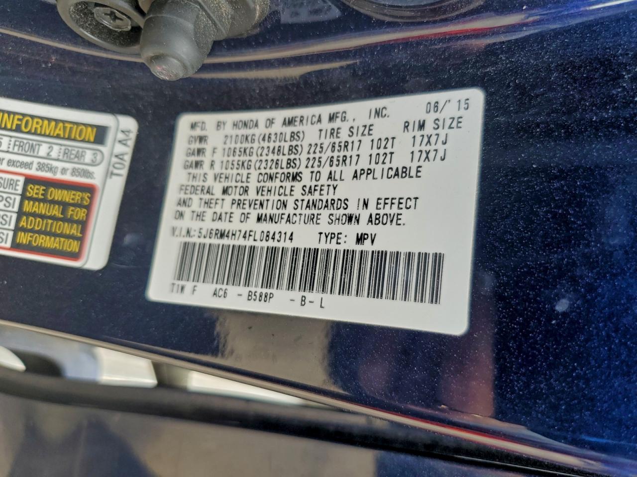 2015 HONDA CR-V EXL photo 12