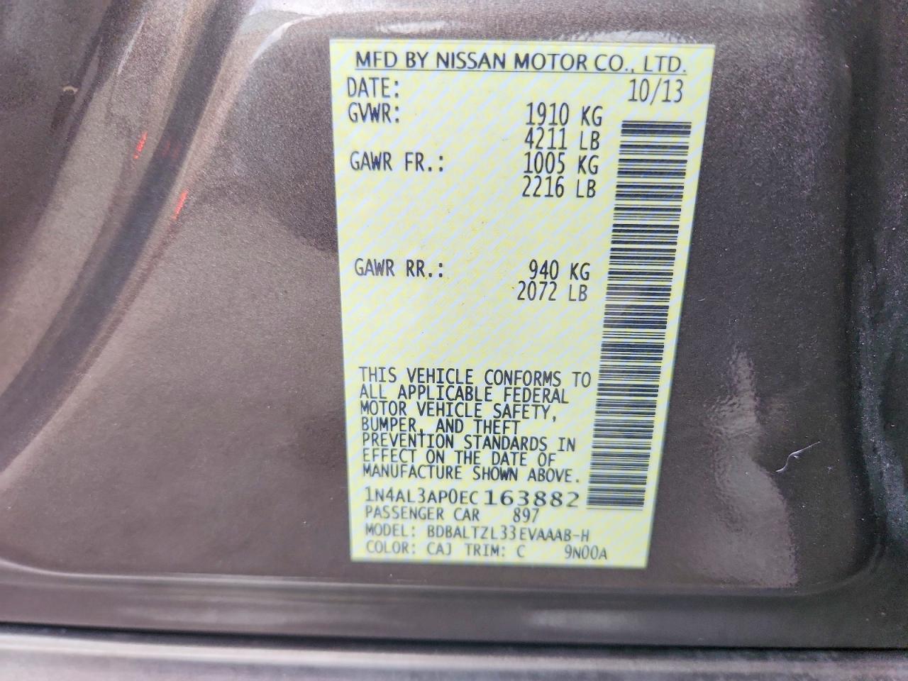 2014 NISSAN ALTIMA 2.5 photo 12