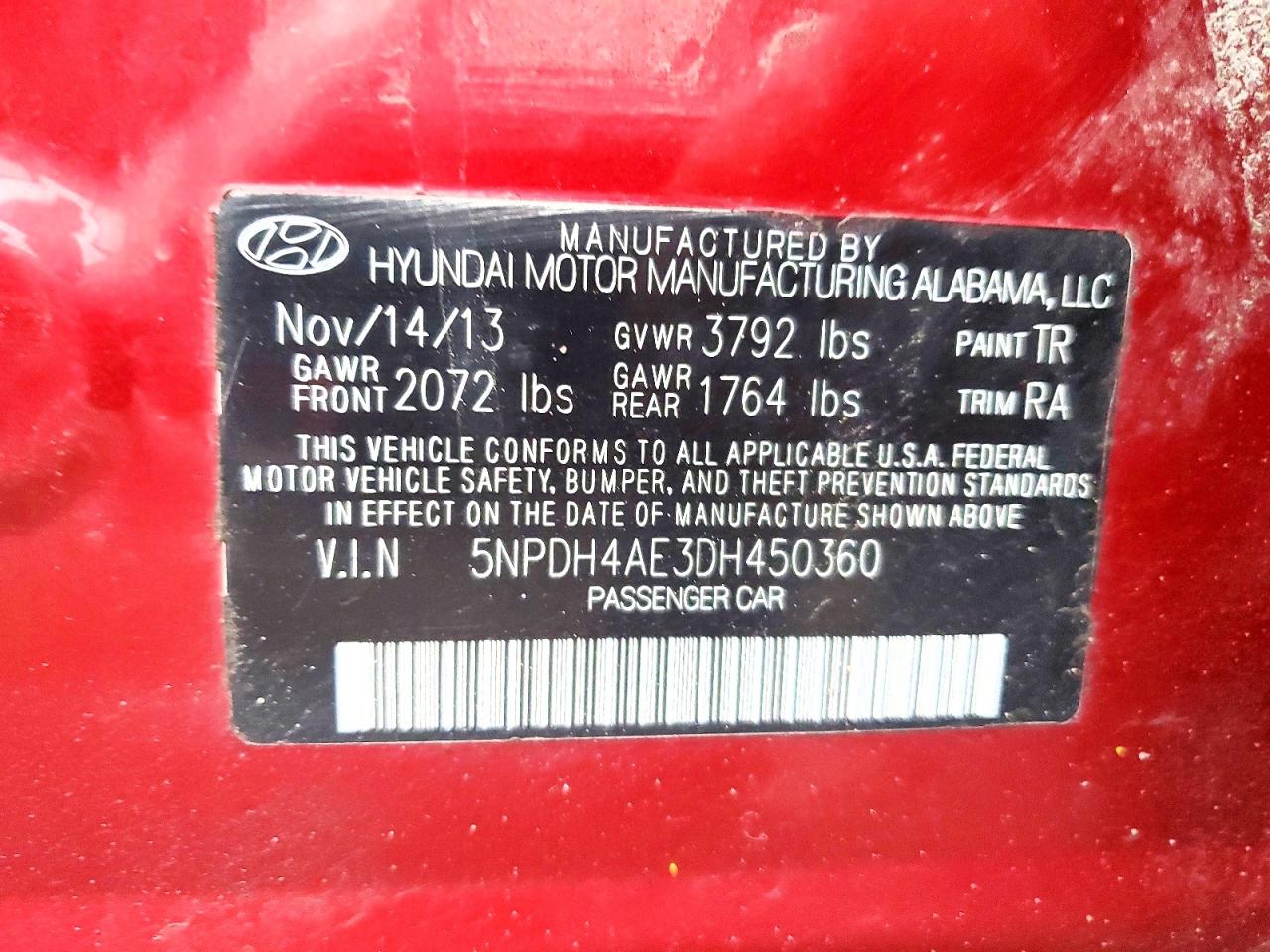 2013 HYUNDAI ELANTRA GLS photo 12