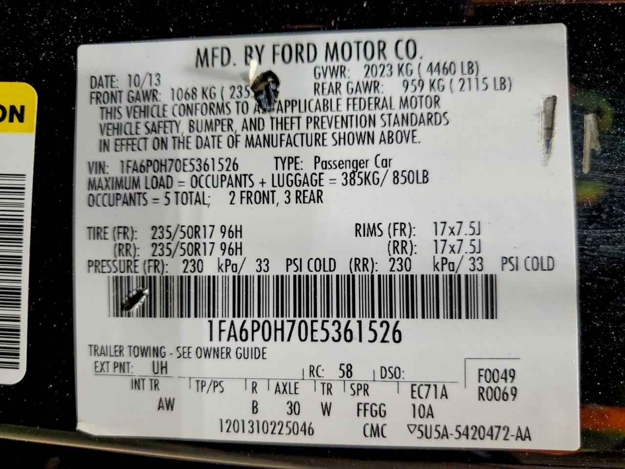 2014 FORD FUSION SE photo 12