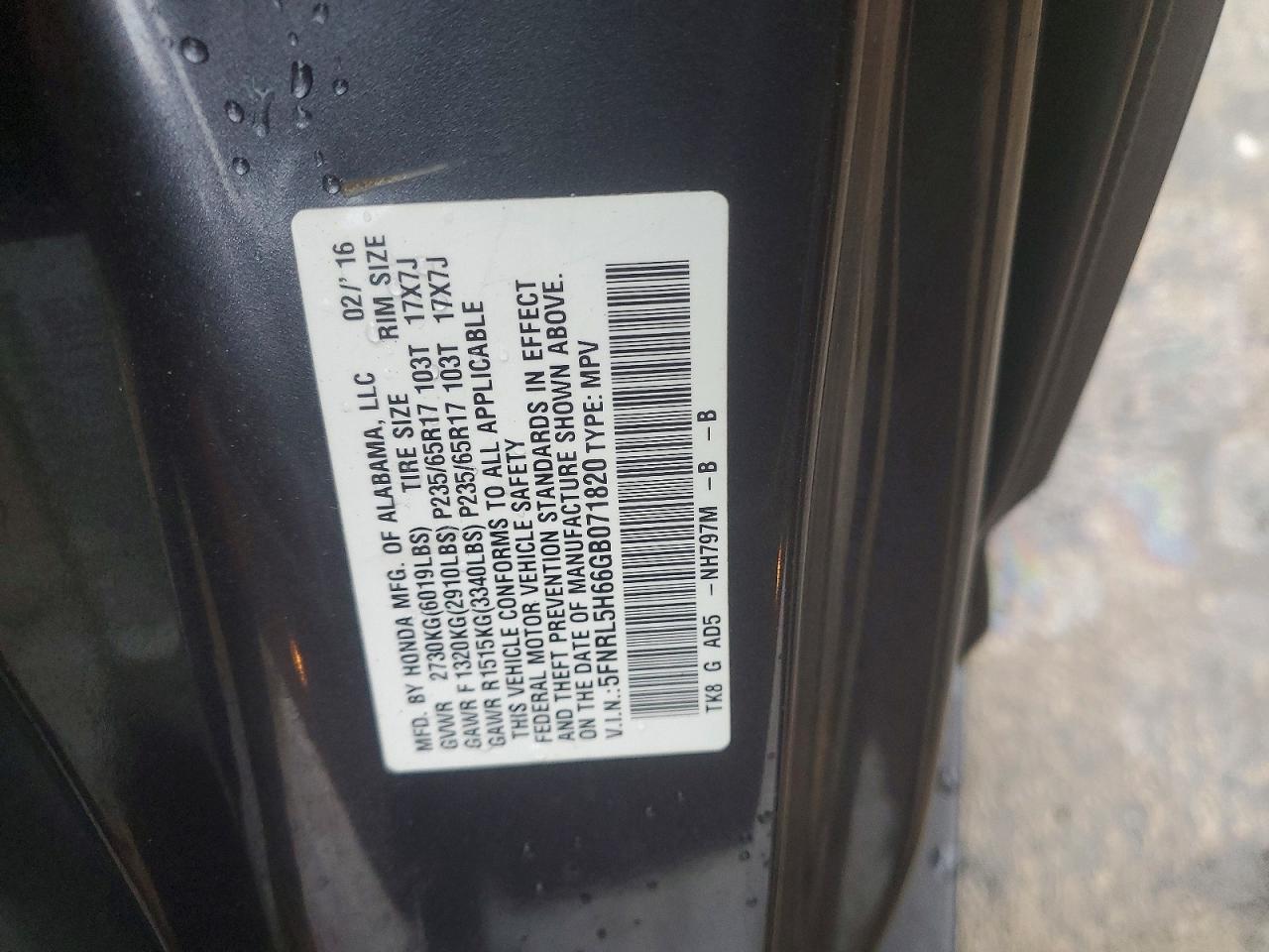 2016 HONDA ODYSSEY EXL photo 13