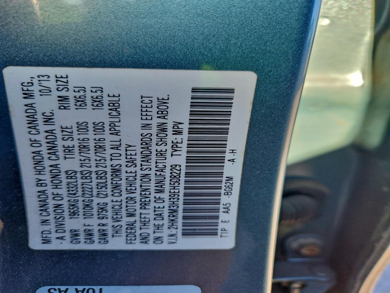 2014 HONDA CR-V LX photo 13