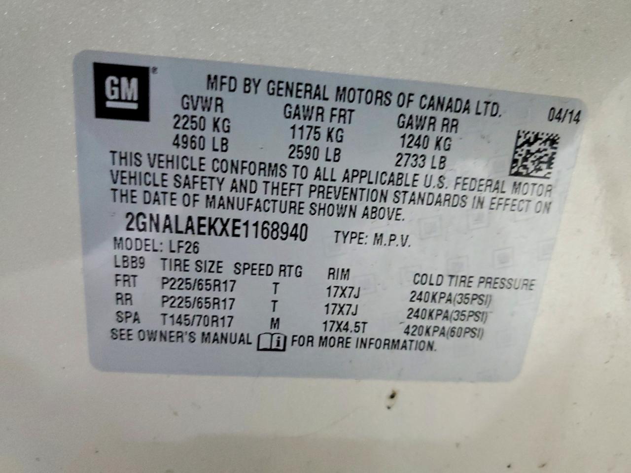 2014 CHEVROLET EQUINOX LS photo 13