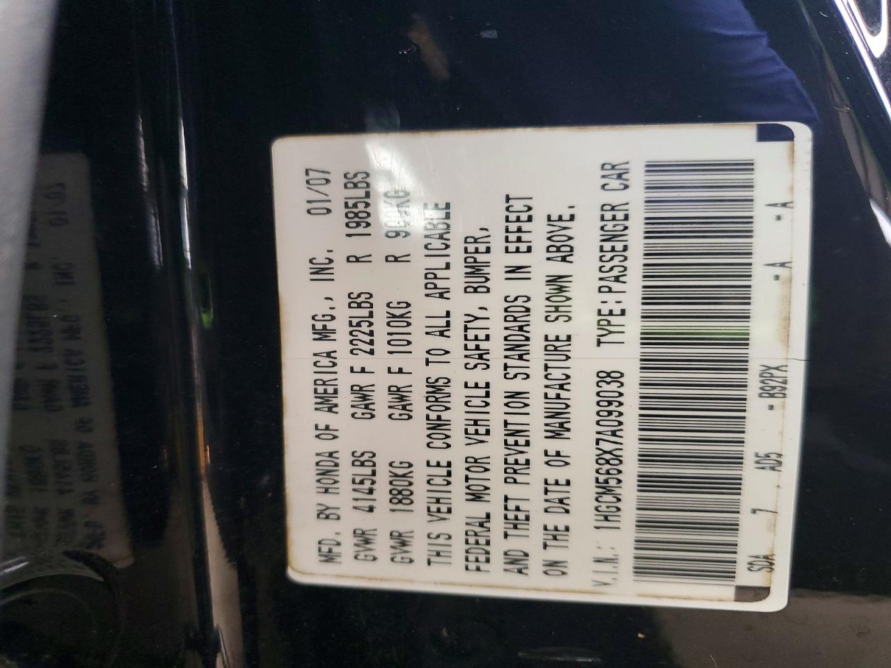 2007 HONDA ACCORD EX photo 13