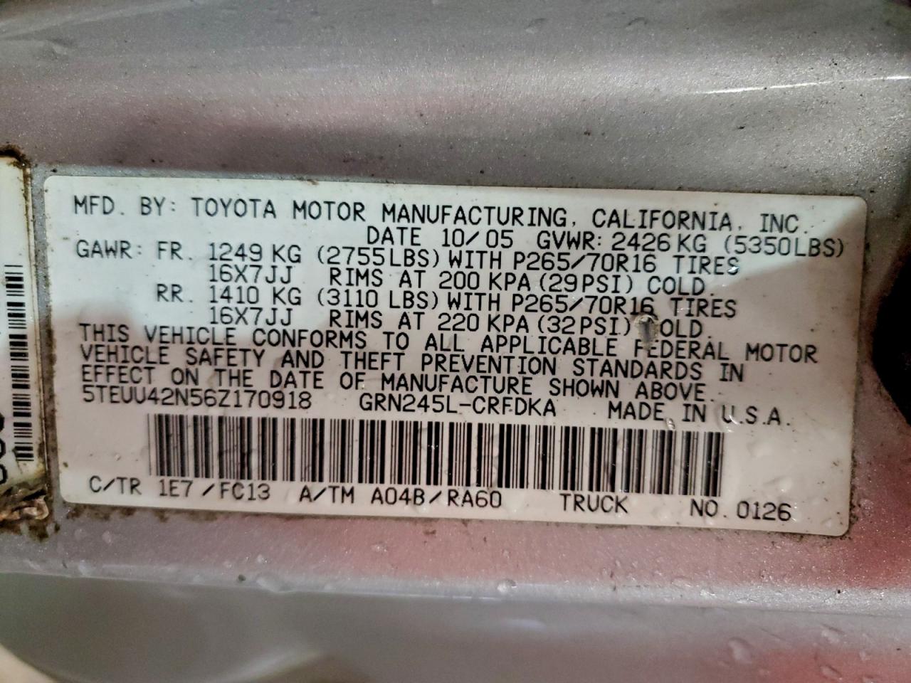2006 TOYOTA TACOMA ACCESS CAB photo 12