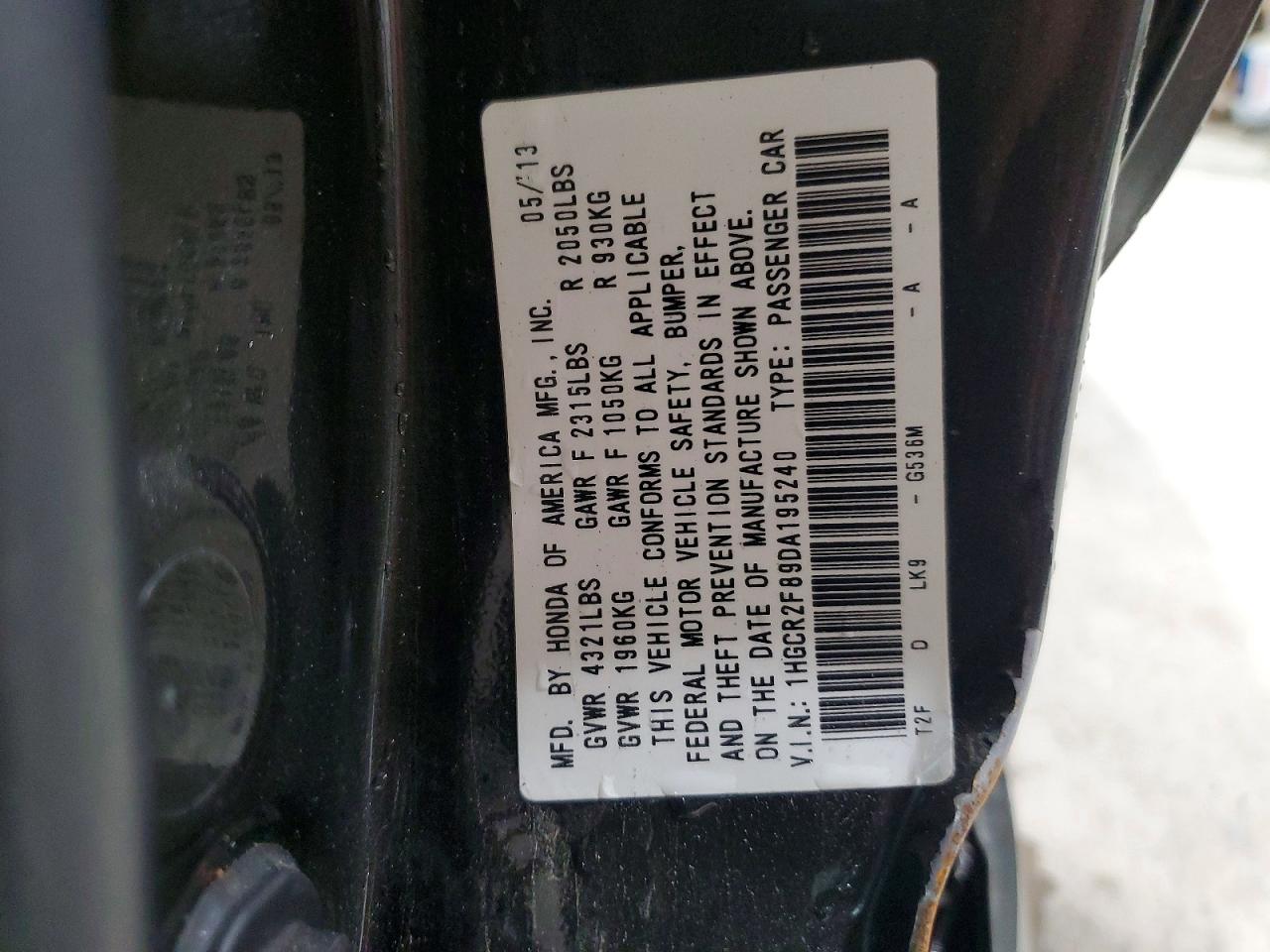 2013 HONDA ACCORD EXL photo 12