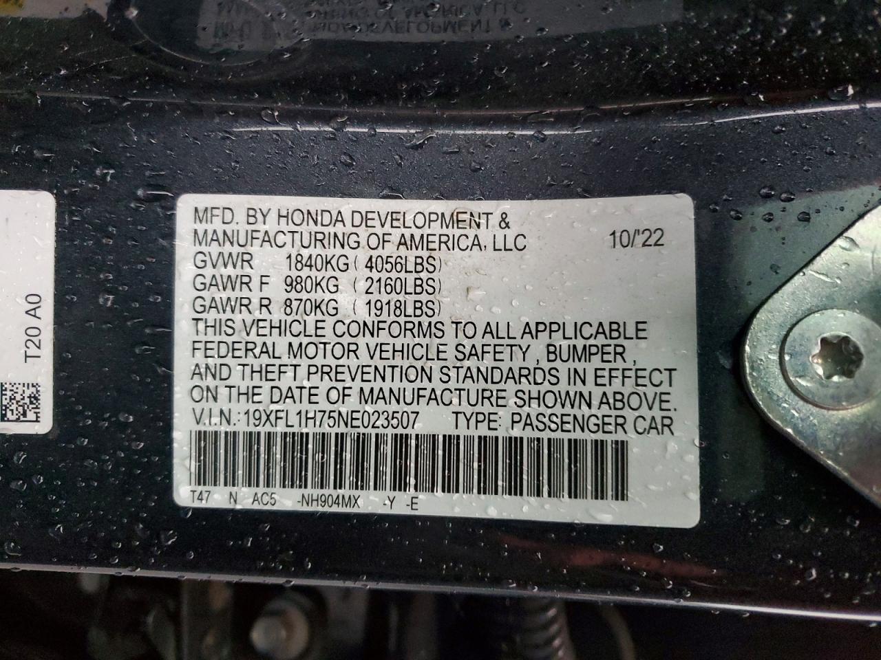 2022 HONDA CIVIC EXL photo 12
