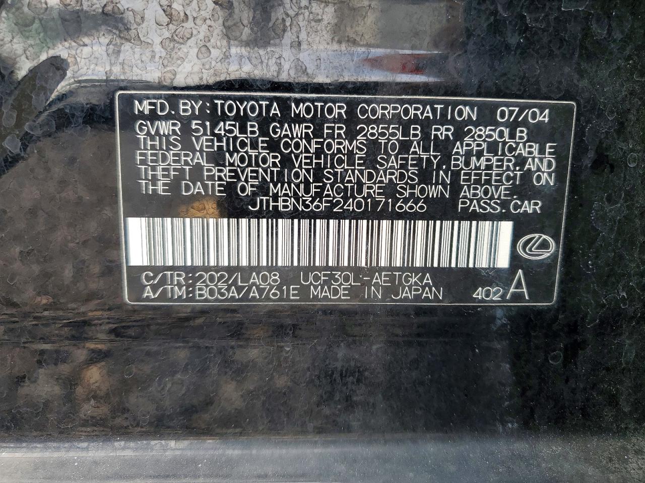 2004 LEXUS LS 430 photo 12