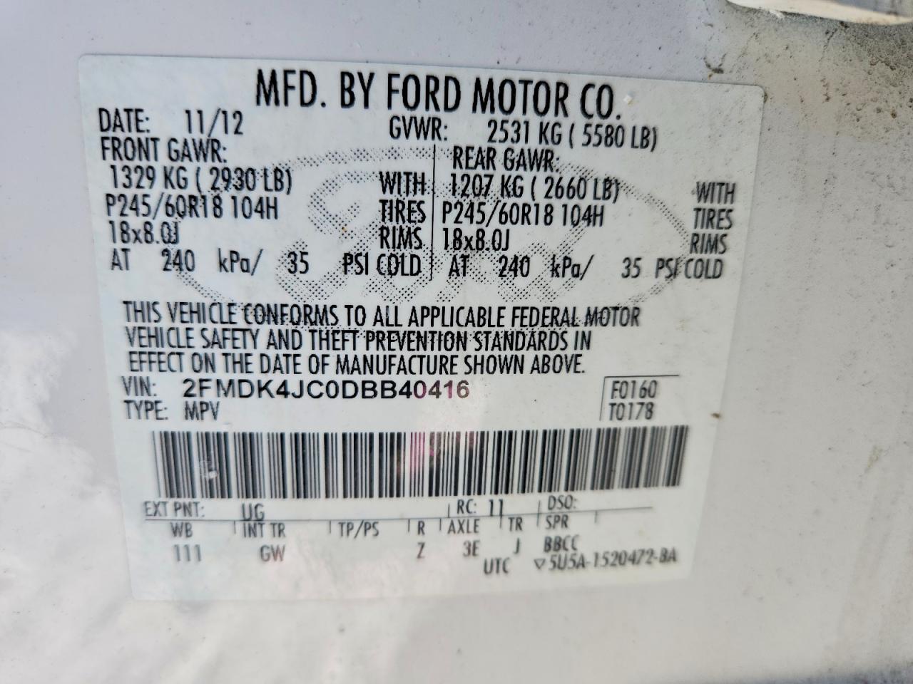 2013 FORD EDGE SEL photo 13