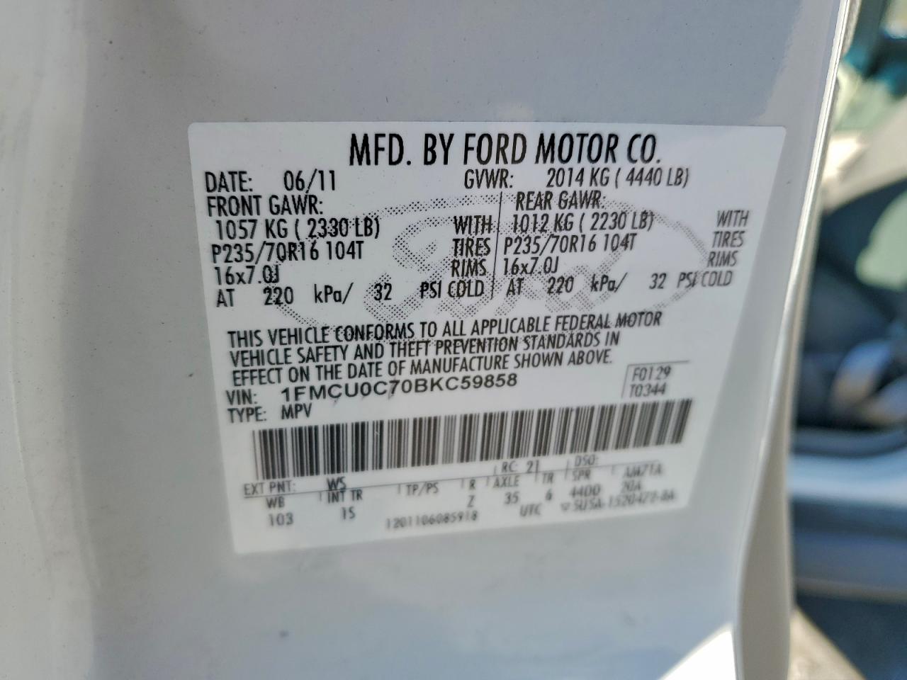 2011 FORD ESCAPE XLS photo 13