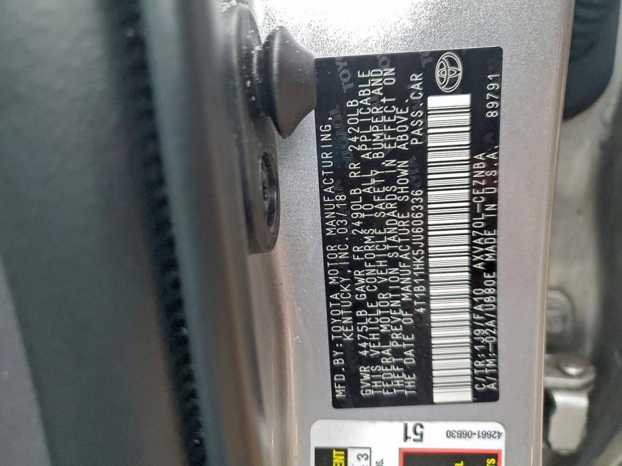 2018 TOYOTA CAMRY L photo 13