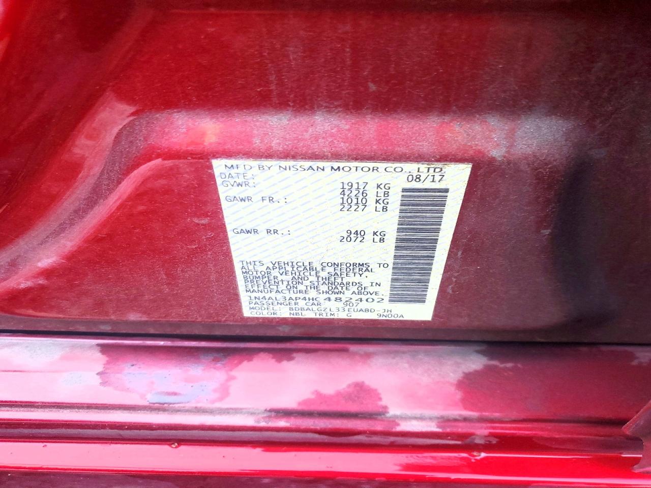 2017 NISSAN ALTIMA 2.5 photo 12