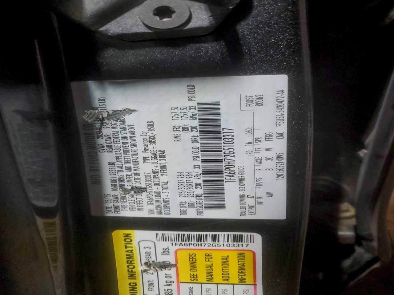 2016 FORD FUSION SE photo 13