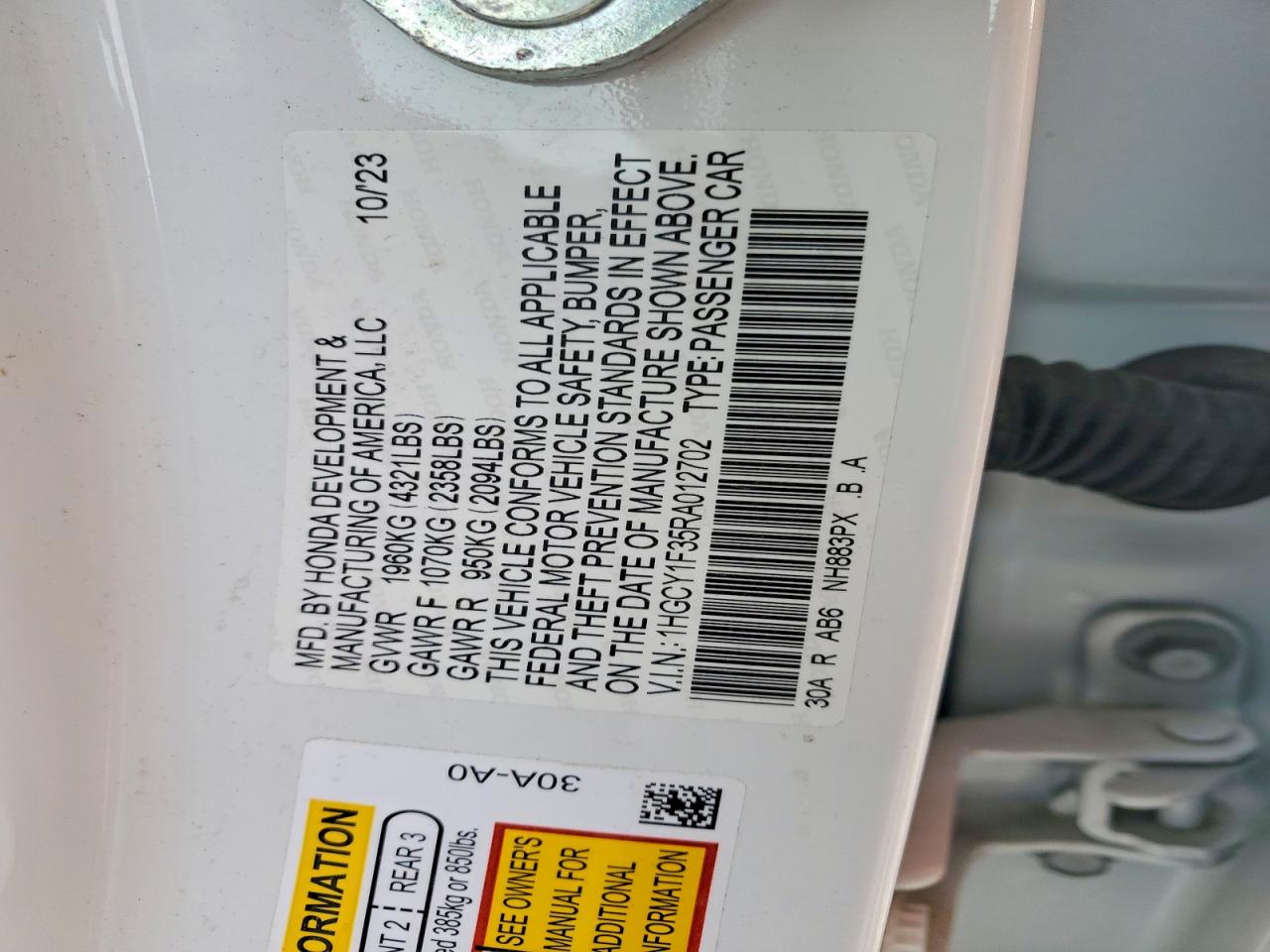 2024 HONDA ACCORD EX photo 12