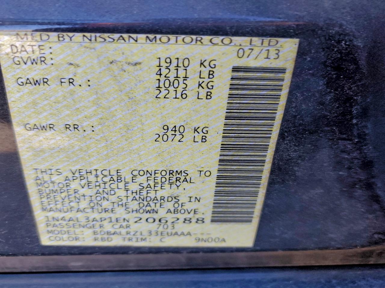2014 NISSAN ALTIMA 2.5 photo 12