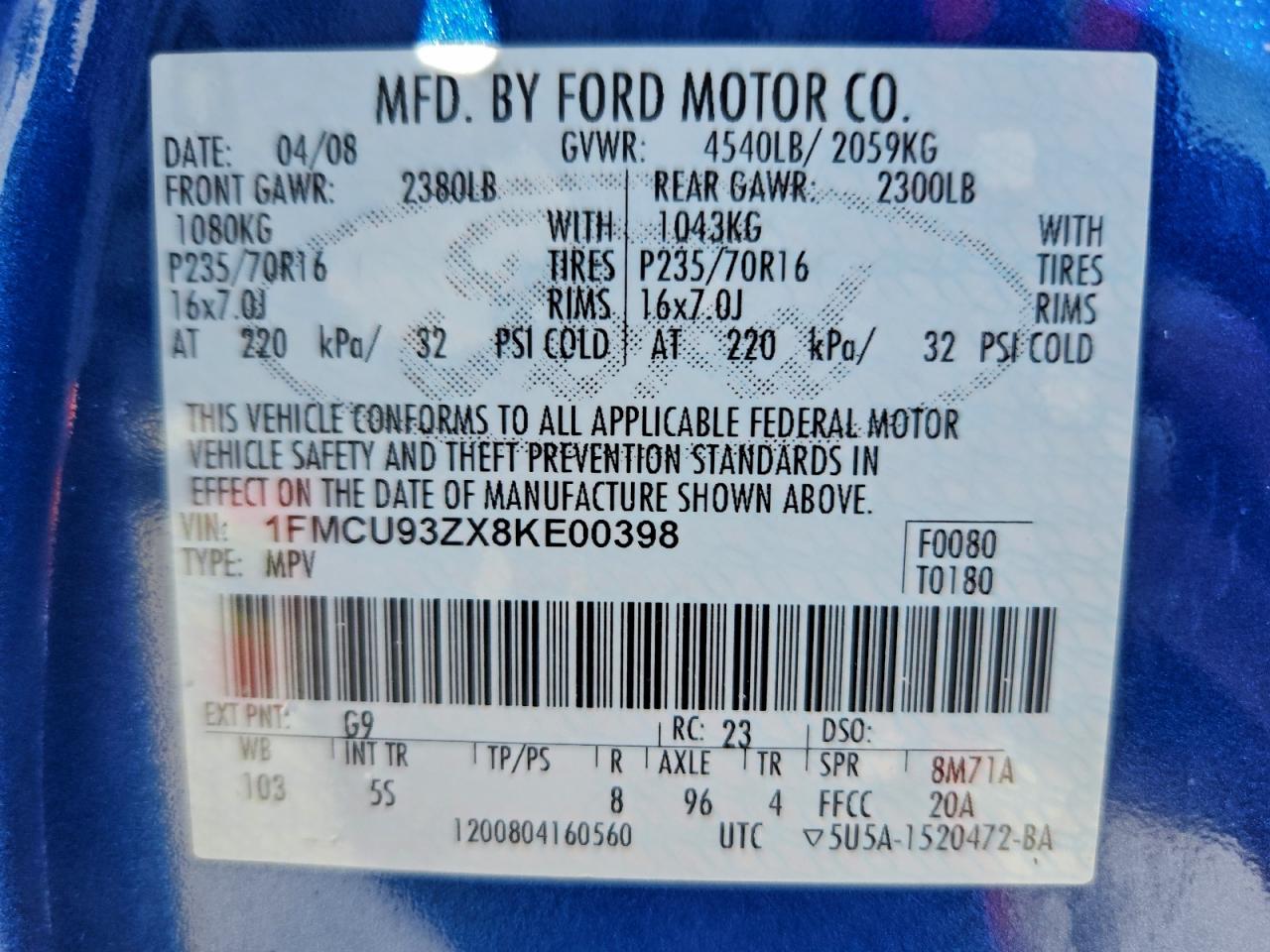 2008 FORD ESCAPE XLT photo 13
