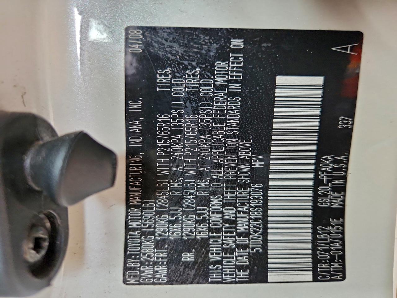 2008 TOYOTA SIENNA XLE photo 12