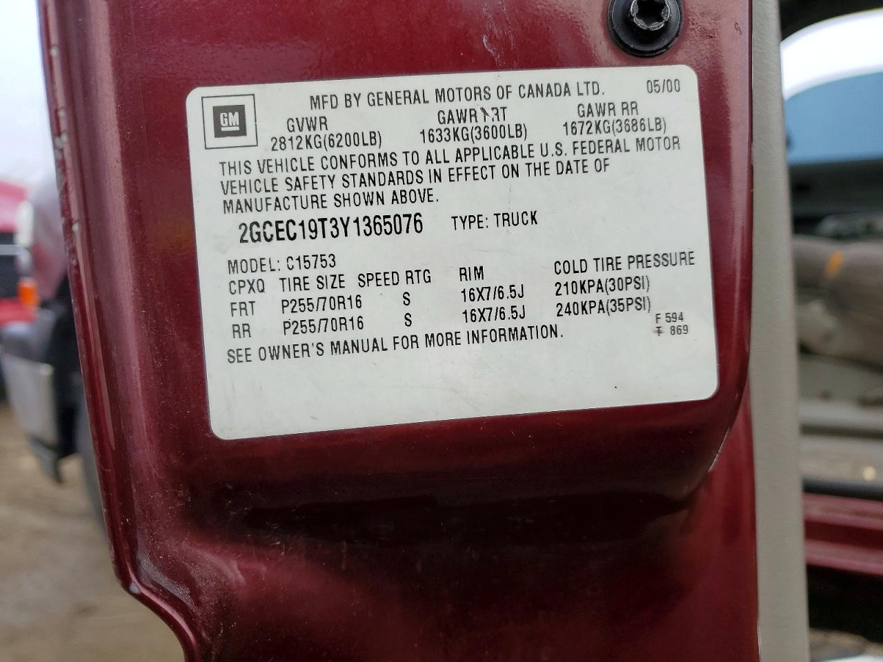 2000 CHEVROLET SILVERADO C1500 photo 12