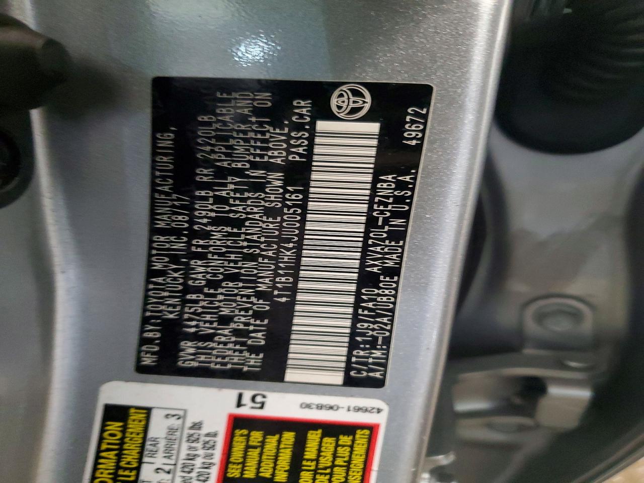 2018 TOYOTA CAMRY L photo 13
