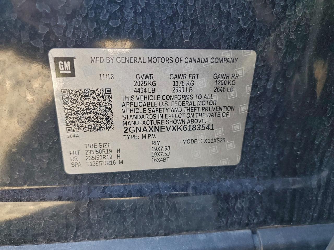2019 CHEVROLET EQUINOX PREMIER photo 13