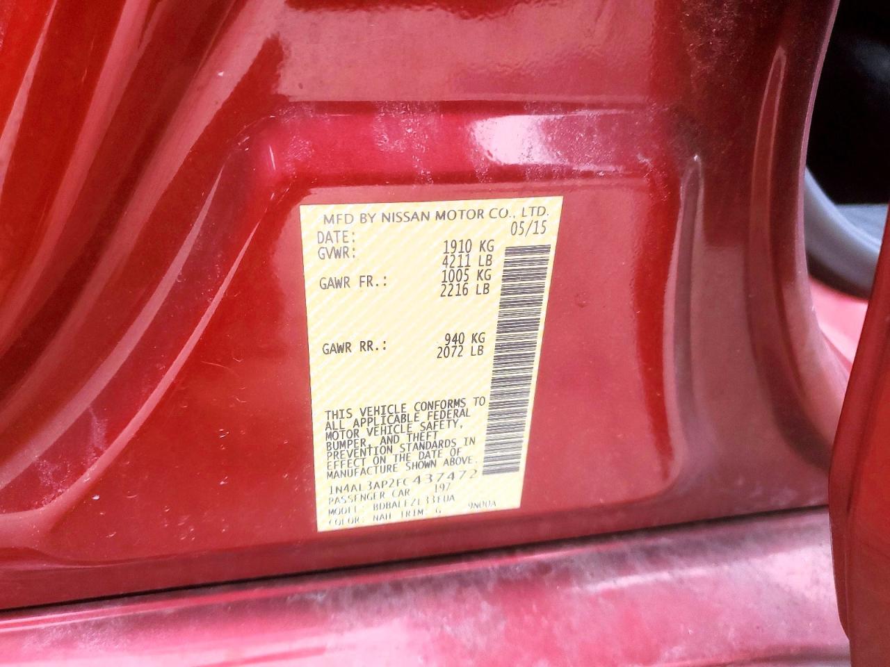 2015 NISSAN ALTIMA 2.5 photo 13