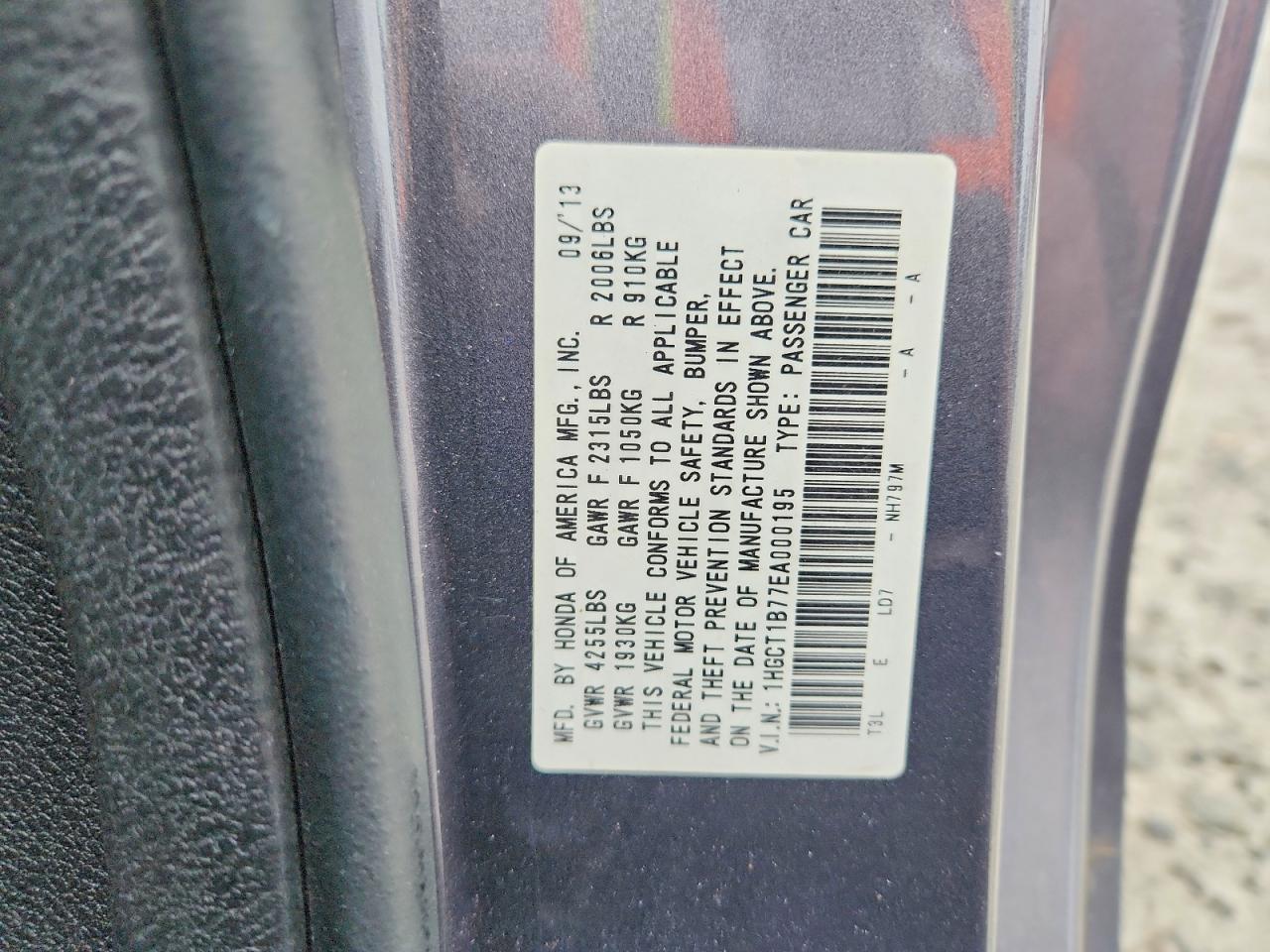 2014 HONDA ACCORD EX photo 12