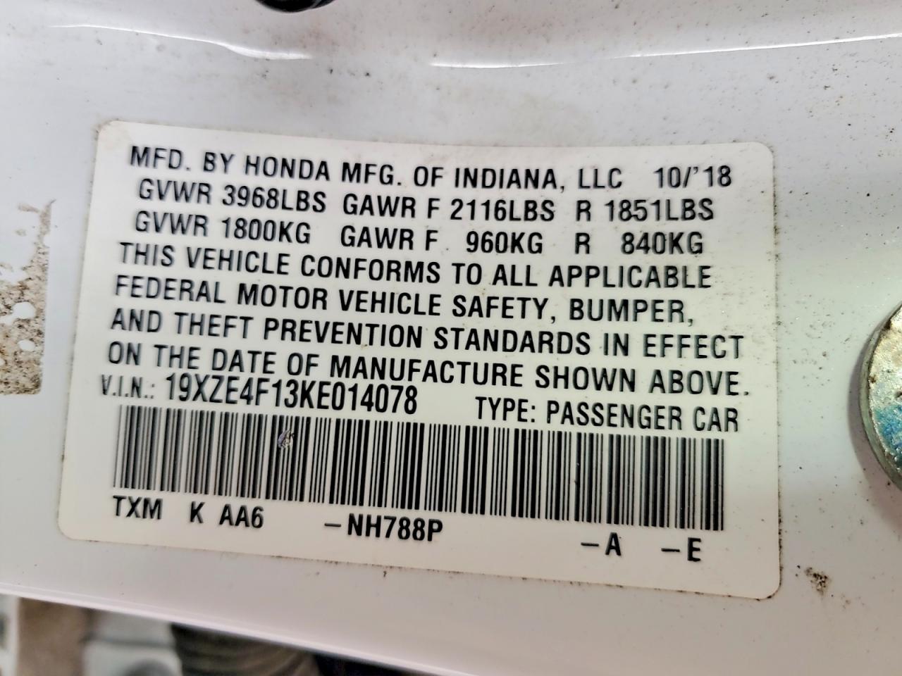 2019 HONDA INSIGHT LX photo 12