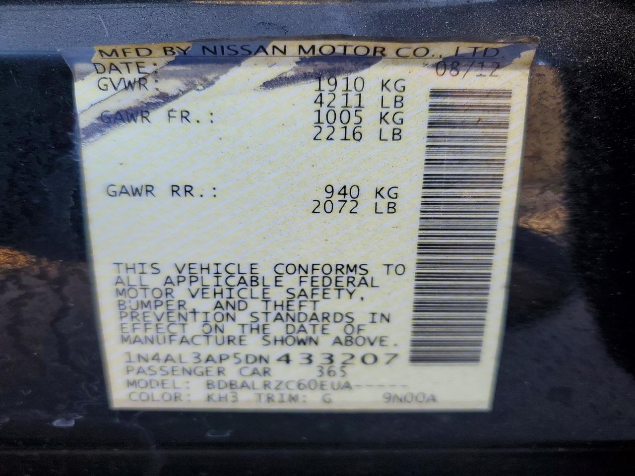 2013 NISSAN ALTIMA 2.5 photo 12
