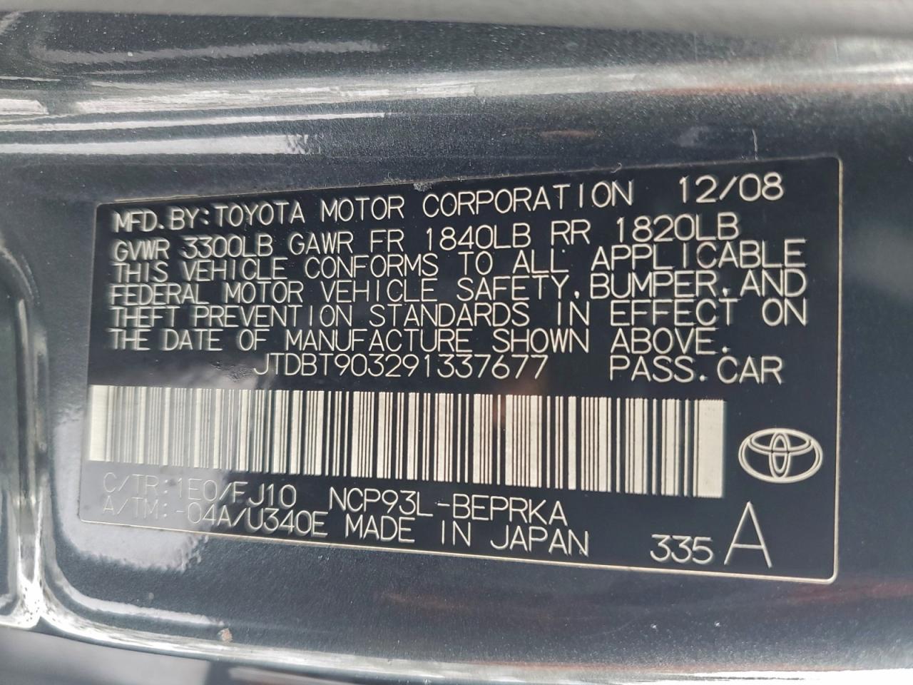 2009 TOYOTA YARIS photo 12