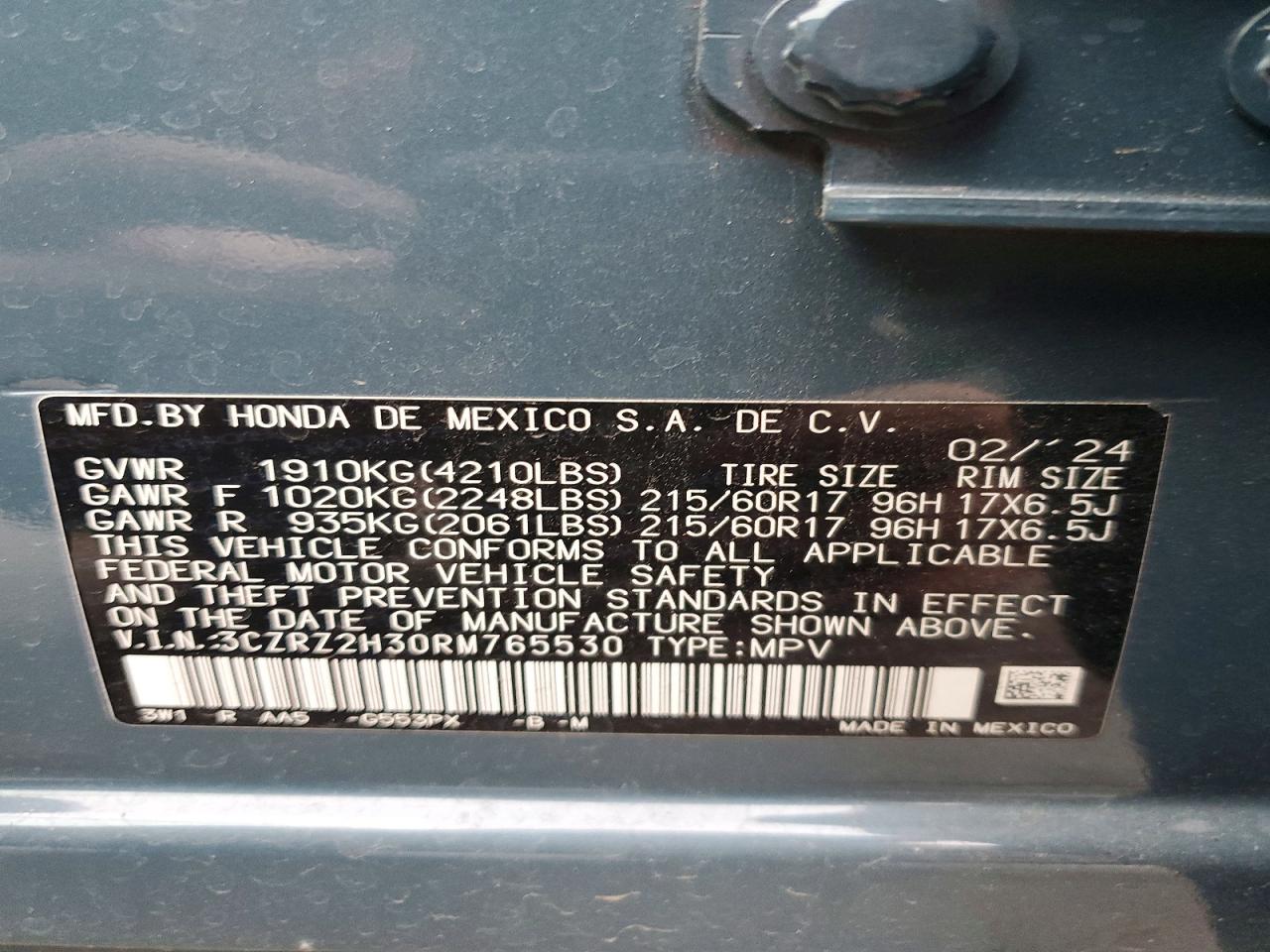 2024 HONDA HR-V LX photo 13