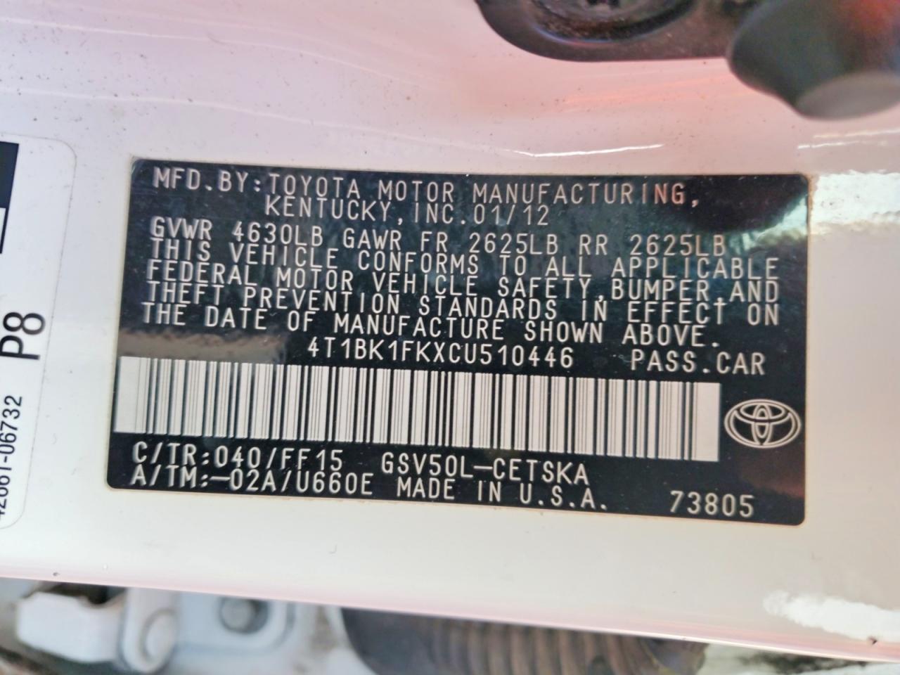 2012 TOYOTA CAMRY SE photo 12